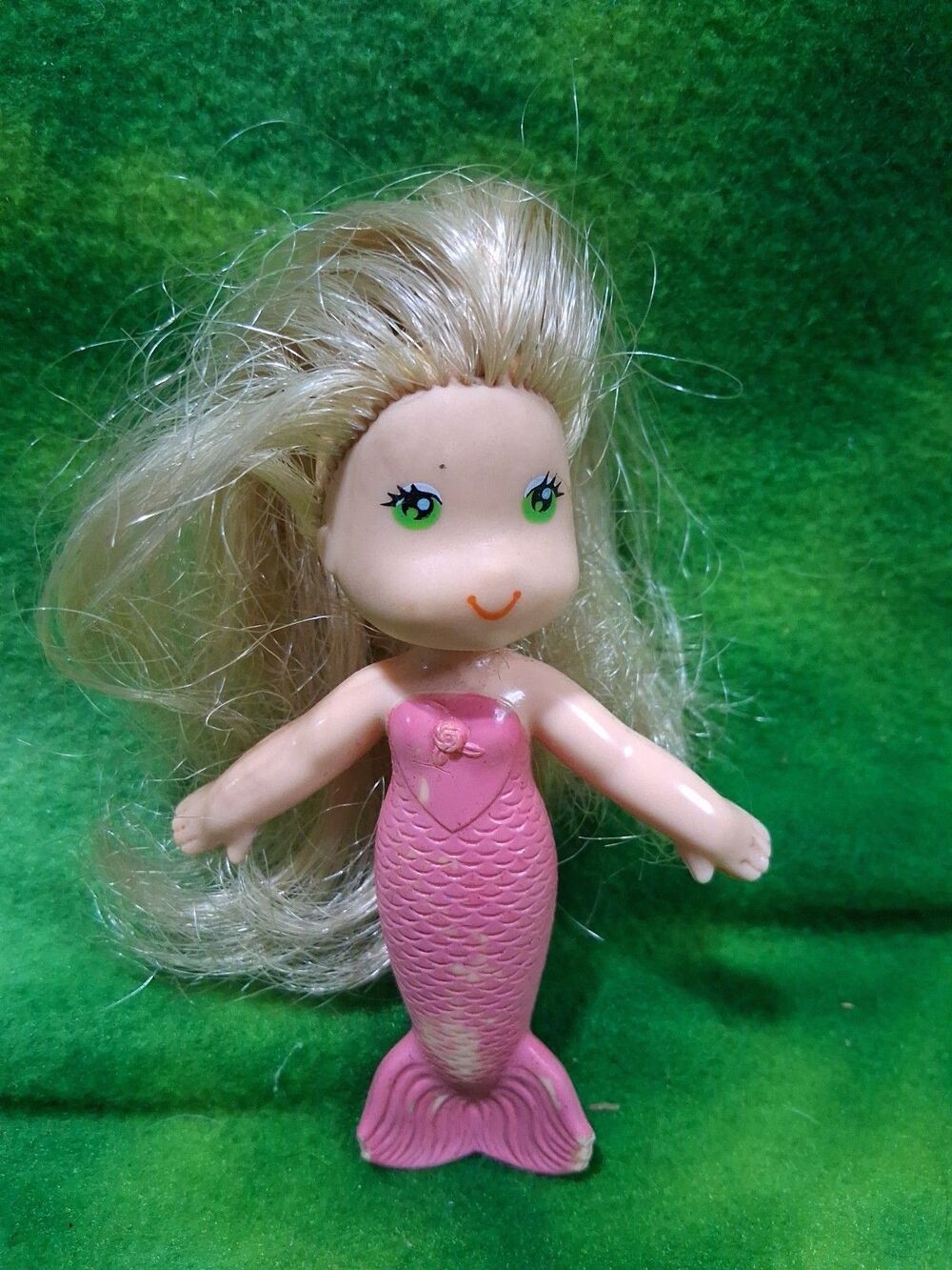 Vintage 1979 Kenner Sea Wees Sandy Mermaid Doll Pink Blonde Hair 4" Tall